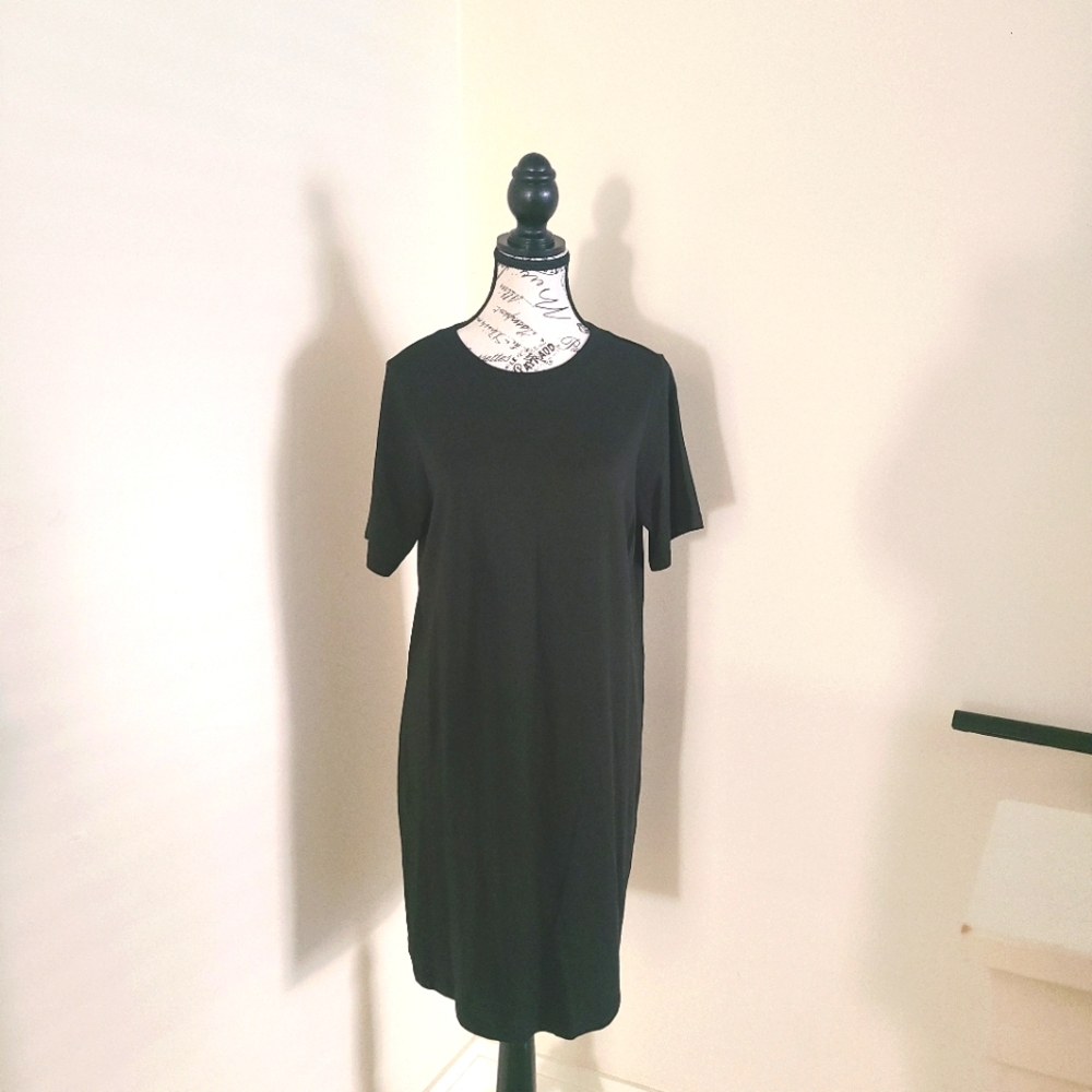 Paper Label Navy Blue T Shirt Dress Size M Pima Cotton Knee Length